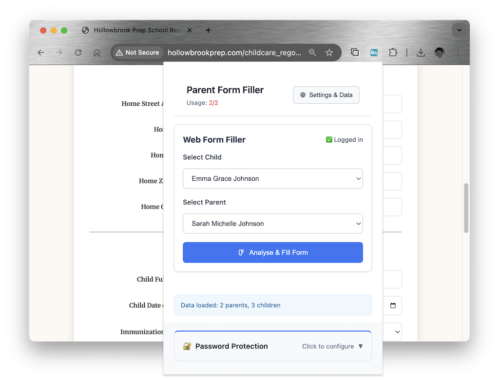 Parent profile selection